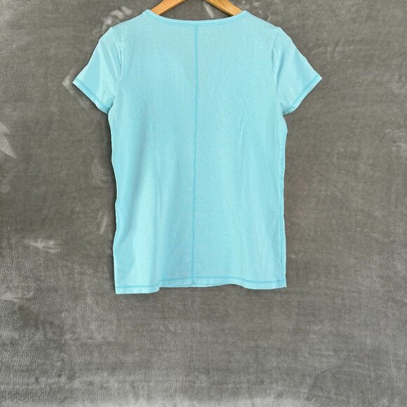 Talbots Womens Short Sleeve Split V Neck Top Sz Small Blue Spring Easter Casual - Picture 6 of 6